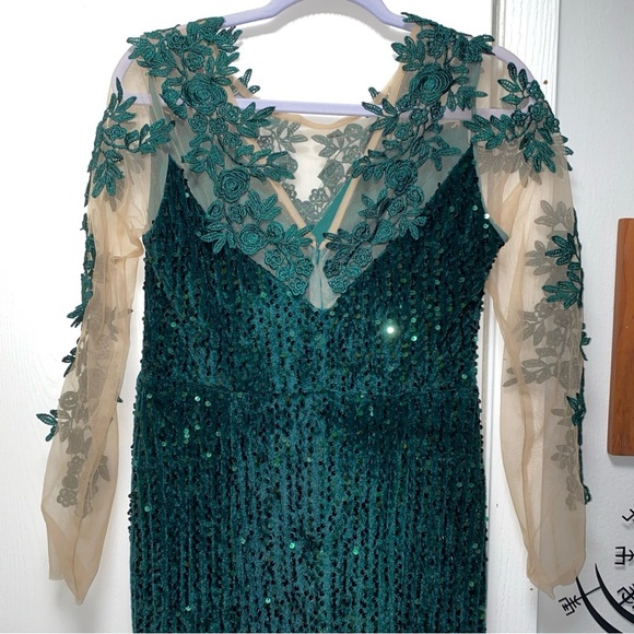 Giffniseti Sequin Mermaid Hem Sequin Prom Dress Evening Gown Green Medium - Picture 11 of 11